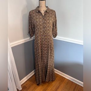 NATURAL LIFE Floral Maxi Dress - Brown and Cream